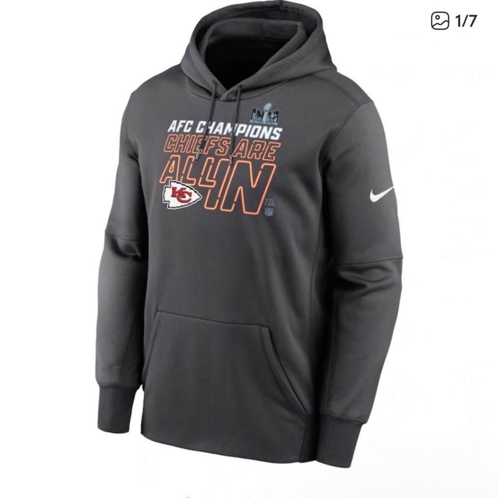Kansas City Chiefs Nike 2023 AFC Champions Locker Room Trophy Hoodie Size L